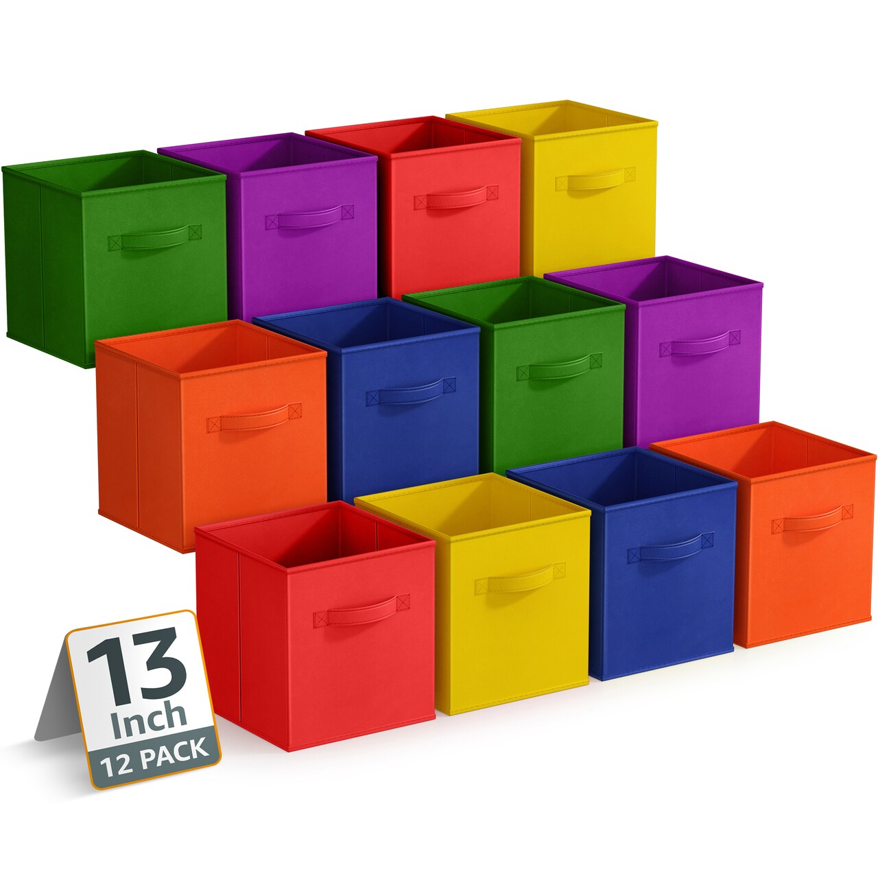 Sorbus Large 13" Storage Bins - 12 Pack Sturdy Collapsible Fabric Storage Cubes with Handle